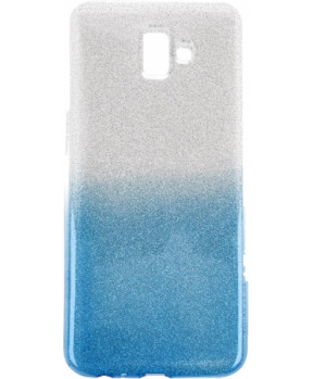 Silikonski ovitek z bleščicami Bling za Samsung Galaxy J4 Plus 2018 J415 srebrn z modrimi bleščicami