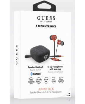 Guess žične slušalke črno rdeče in bluetooth zvočnik