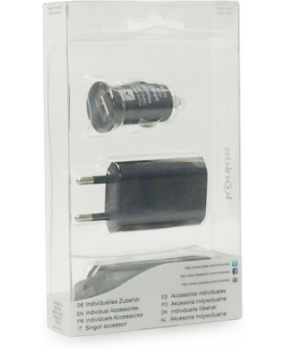 Konkis 3v1 microUSB Combo (hišni in avtopolnilec + podatkovni kabel) črn