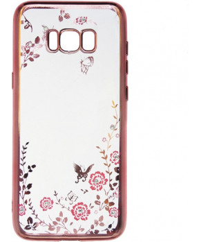 Silikonski ovitek z rožicami za Samsung Galaxy S8 - pink