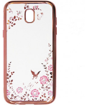 Silikonski ovitek z rožicami za Samsung Galaxy J6 2018 J600 - pink