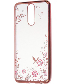 Silikonski ovitek z rožicami za Samsung Galaxy A7 2018 A750 - pink