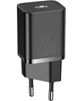 Slika izdelka: Baseus adapter hišni polnilec 220V Super-SI Quick Charge 20W vhod Type C - Original (EU Blister) črn