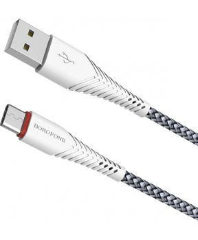 Slika izdelka: Borofone podatkovni kabel X25 Type C na USB 1m 3A bel pleten