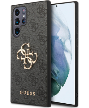 GUESS GUHCS22L4GMGGR silikonski ovitek za Samsung Galaxy S22 Ultra 5G - črn z zlatim logom