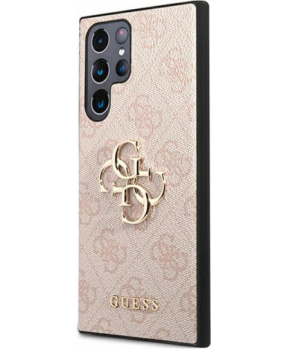 GUESS GUHCS22L4GMGPI silikonski ovitek za Samsung Galaxy S22 Ultra 5G - roza z zlatim logom