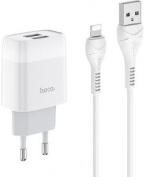 HOCO hišni polnilec C73 2,4A 2x USB vtič s polnilnim kablom Lightning (iPhone 12)