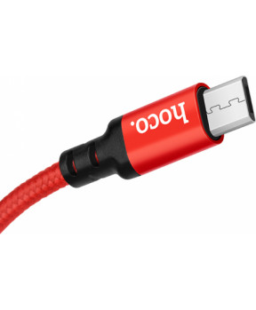Slika izdelka: Hoco podatkovni kabel X14 Micro USB na USB 1m 2,1A rdeč pleten