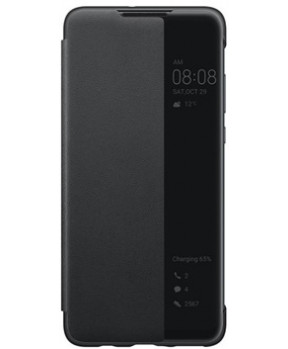 Huawei original preklopna torbica Smart View za Huawei P30 Lite črn z okenčkom