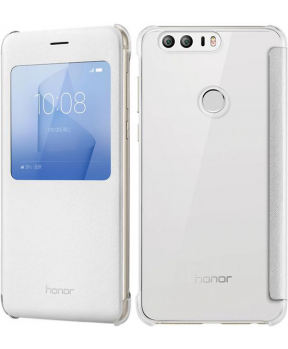 Huawei original preklopna torbica S-View za Huawei Honor 8 bela z okenčkom