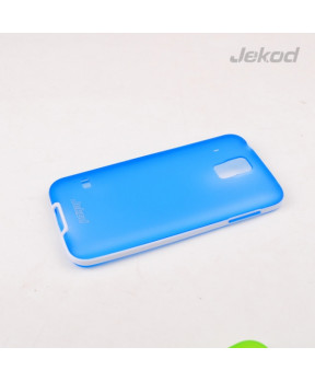 Slika izdelka: JEKOD silikonski ovitek Samsung Galaxy S5 G900 TPU/T prozorno moder z belim okvirjem + Zaščitna folija
