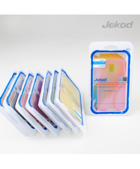 Slika izdelka: JEKOD silikonski ovitek Samsung Galaxy S5 G900 TPU/T prozorno rdeč z belim okvirjem + Zaščitna folija