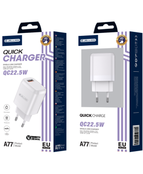 Jellico adapter A77 hišni polnilec 3.0A Quick Charge 22,5W vhod USB A s kablom Micro USB - (EU Blister) bel