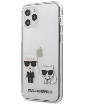 Originalen KARL LAGERFELD ovitek iPhone 12 ali 12 Pro - Karl and Choupette - prozorna trda zaščita - KLHCP12MCKTR