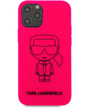 Originalen KARL LAGERFELD ovitek iPhone 12 ali 12 Pro - Full Body Iconic - pink silikonska zaščita - KLHCP12MSILFLPI