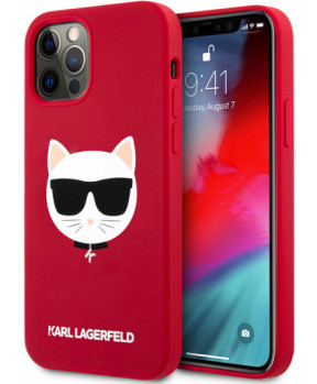 Originalen KARL LAGERFELD ovitek iPhone 12 Pro - Choupetts head - rdeča silikonska zaščita - KLHCP12MSLCHBK
