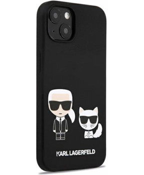 Originalen KARL LAGERFELD ovitek iPhone 13 6.1 - Full Bodies - črn silikonska zaščita - KLHCP13MSSKCK