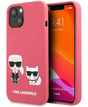 Originalen KARL LAGERFELD ovitek iPhone 13 6.1 - Full Bodies - pink silikonska zaščita - KLHCP13MSSKCP