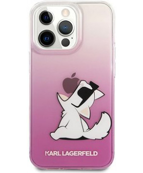 Originalen KARL LAGERFELD ovitek iPhone 13 Pro Max - Choupette Fun - prozorno pink zaščita - KLHCP13XCFNRCPI
