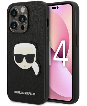 Originalen KARL LAGERFELD ovitek iPhone 14 Pro Max - Karls Head -črna zaščita - KLHCP14XSAPKHK
