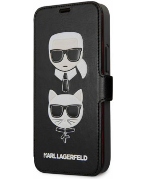Originalen KARL LAGERFELD ovitek iPhone 12 mini - Karl and Choupette - knjiga črna - KLFLBKSP12SFKICKC