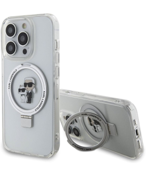 Originalen KARL LAGERFELD MagSafe ovitek iPhone 15 Pro Max - S stojalom - Karls full body - prozoren - KLHMP15XHMRSKCH 