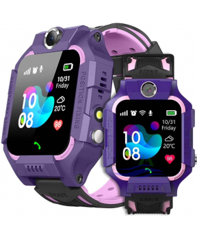 Pametna otroška ura Q19 s prostorom za SIM kartico in z GPS-om - roza vijolična