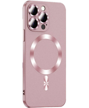 Silikonski ovitek Metalik MagSafe za iPhone 15 - roza