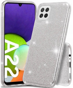 Silikonski ovitek z bleščicami Bling za Samsung Galaxy A22 A226 5G - srebrn