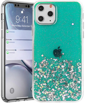 Slika izdelka: Silikonski ovitek z bleščicami SPARKLE za iPhone 13 Pro - zelen