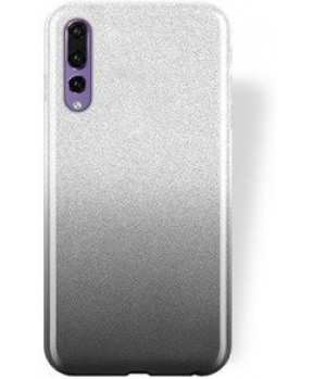 Silikonski ovitek z bleščicami Bling 2v1 za Huawei P20 - srebrno siv