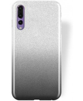 Silikonski ovitek z bleščicami Bling 2v1 za Samsung Galaxy A40 A405 - srebrno siv
