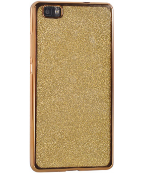 Silikonski ovitek z bleščicami Bling za Huawei P10 Lite z zlatim okvirjem in bleščicami