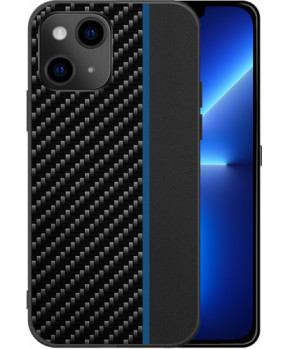 Silikonski ovitek za iPhone 13 Mini - carbon črn z modro črto