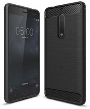 Silikonski ovitek za Nokia 6 - mat carbon črn