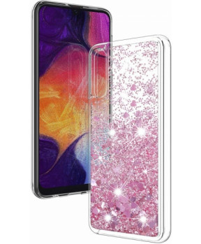Silikonski ovitek za Samsung Galaxy A40 A405 prozoren s pink bleščicami