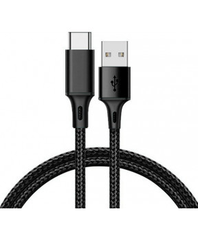 Havana podatkovni kabel Type C na USB 1m 3A QC 3.0 črn pleten